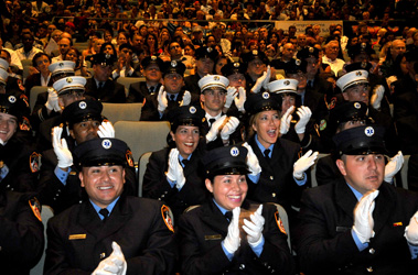The Fire and EMS officers as well as the graduating paramedics as the ceremony came to a close.