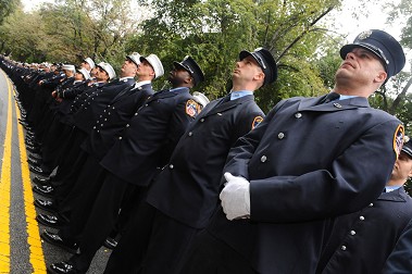 Thousands of FDNY members lined up along Riverside Drive for FDNY Memorial Day.