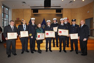 EMS Officers accept their Commissioner's Award for Meritorious Service for their work creating a medical plan to deal with potential subway terror attacks