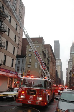 Ladder 2 operating at a fire in 2007.