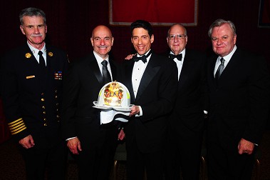 The 2012 Humanitarian Award recipient was Jonathan (Jody) Durst, President of the Durst Organization. (L to R) Chief of Department Edward Kilduff, Fire Commissioner Salvatore Cassano, Jody Durst, Chairman of the FDNY Foundation Steve Ruzow, former Fire Commissioner Thomas Von Essen.