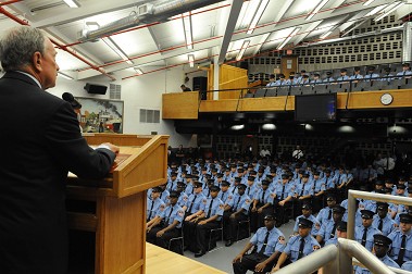Mayor Bloomberg addresses the new probationary firefighters
