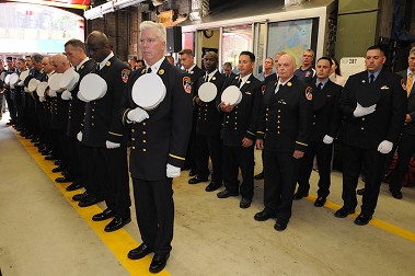 Past and present firefighters attended the ceremony.