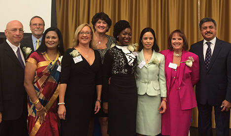Winners of the 2014 Nursing Excellence Awards,HHC Senior Vice President Dr. Ross Wilson, and HHC president Dr. Ram Raju
