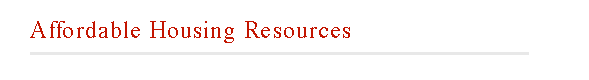 Affordable Housing Resources