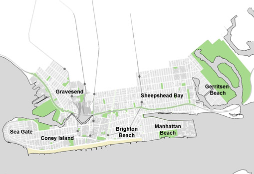 Arial map of Southern Brooklyn impact area