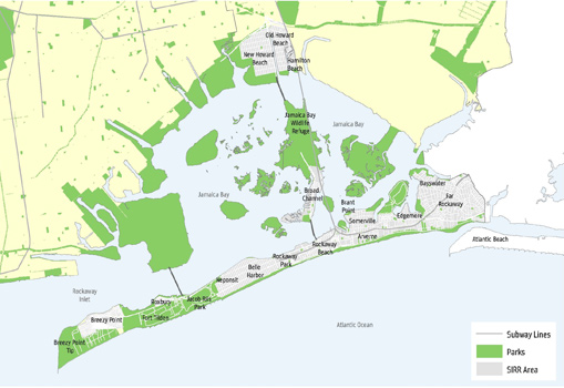 Arial map of South Queens impact area
