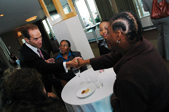 Professor Meyer Feldberg greets international delegates from Johannesburg