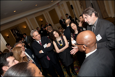 Delegates gather at welcome reception at InterContinental New York Barclay, Nov. 17, 2010 (Photo credit: Megan Martin)
