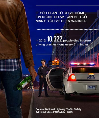If you plan to drive home, even one drink can be too many. You've been warned.