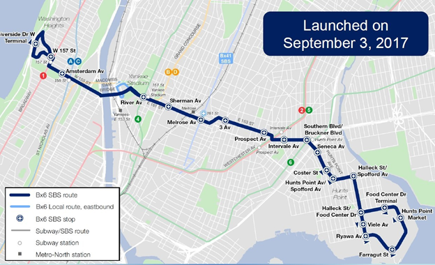 A map shows Bx6 SBS route, dated September 3, 2017
