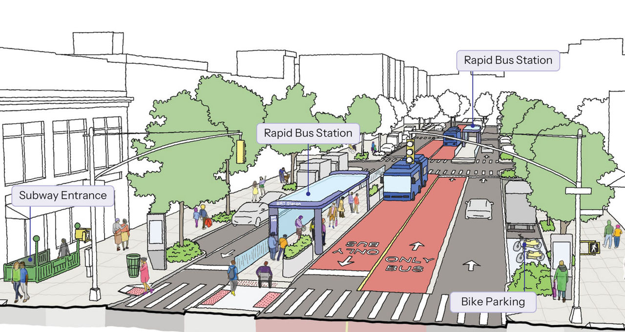 an illustration of the future Bus system, with Rapid Bus Stations