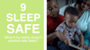 Baby in the arms of the brother with the mother watching along. Green background on the left side with text that reads: 9, If I break the Safe Sleep rules occasionally, what's the harm?