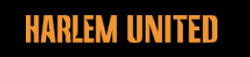 Harlem United Written in Orange Text With Black Background