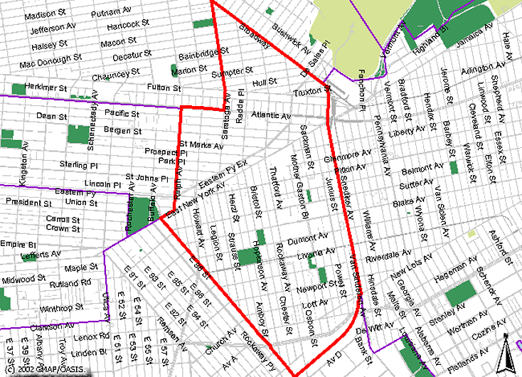 Brooklyn Community District Map detailing the boundaries of CB 16