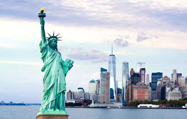 Image of City with Statue of Liberty
                                           
