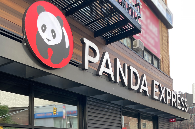 Outdoor signage of a Panda Express restaurant chain in NYC
                                           