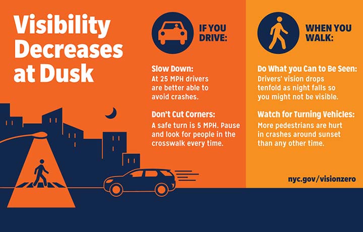 Flyer for the Dusk to Darkness campaign promoting road safety at night.
                                           