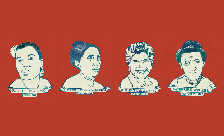 Four illustrated portaits of women being honored.
                                           