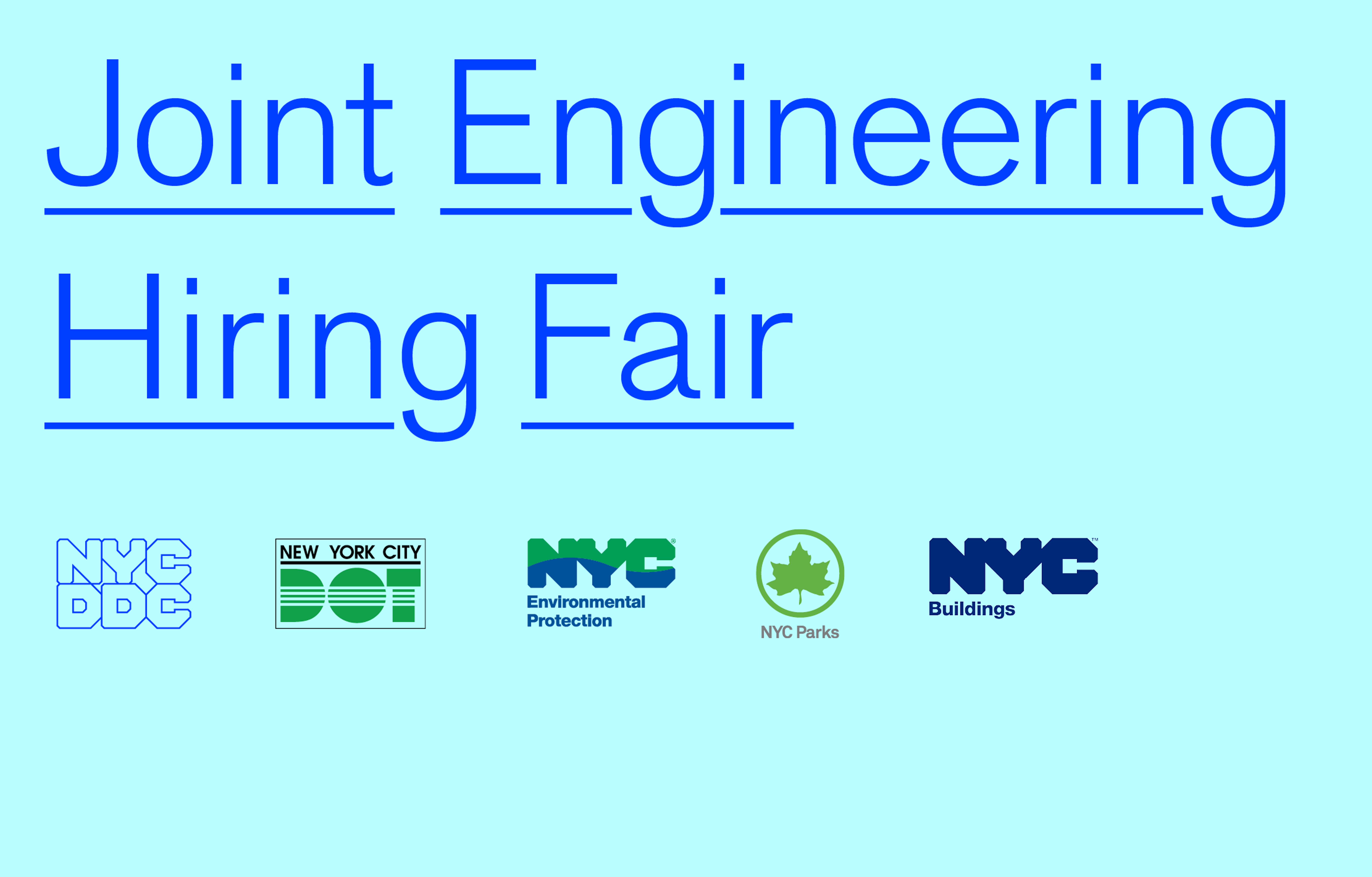 Banner that reads: Joint Engineering Hiring Fair June 9th with city agency logos
                                           