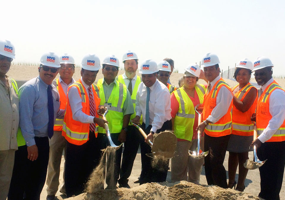 Image of DDC staff breaking ground on the Belle Harbor project.