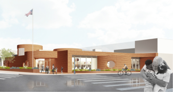 rendering of the future Baisley Park Community Library in Queens