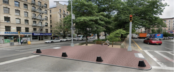 An example of street safety improvements to be constructed as part of the Safe Routes to School Program in Upper Manhattan