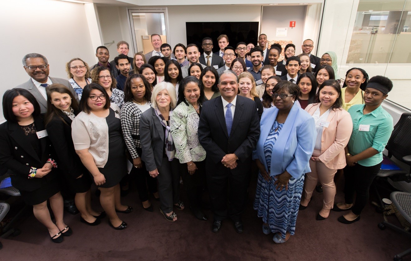 DDC Commissioner Feniosky Peña-Mora (center front) with DDC’s 2017 College and Graduate Summer Interns