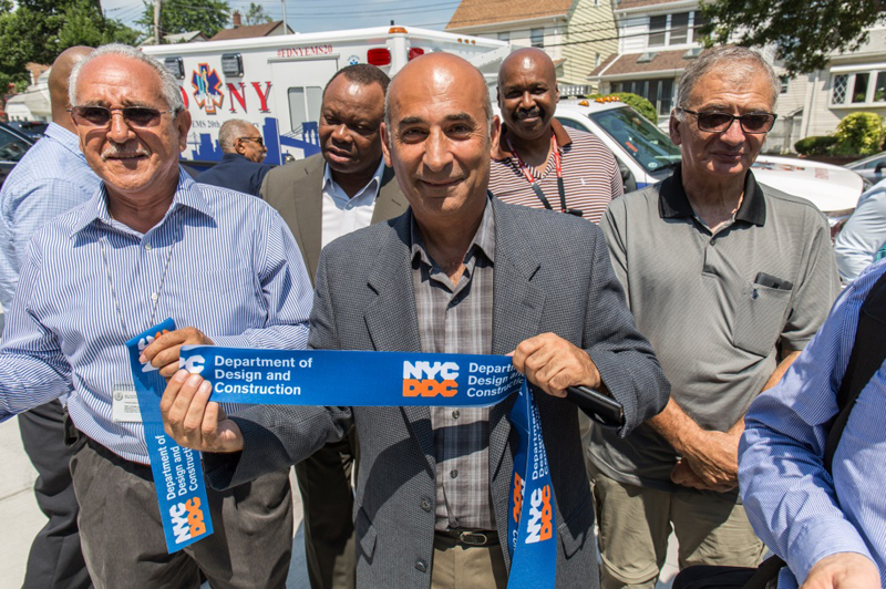 DDC's project team at the ribbon cutting at EMS 50 in Jamaica, Queens.