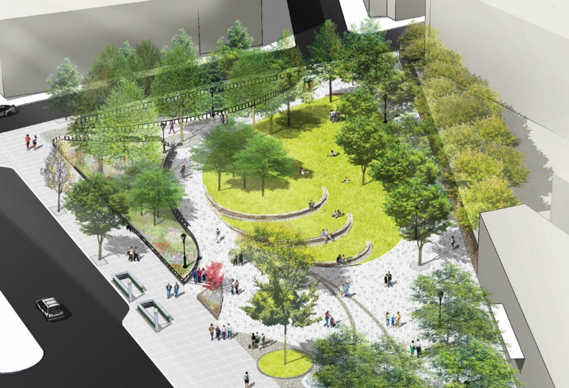 Rendering of the redesigned Montefiore Square