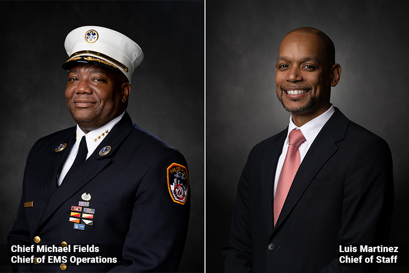 Chief of EMS Michael Fields and Chief of Staff Luis Martinez 