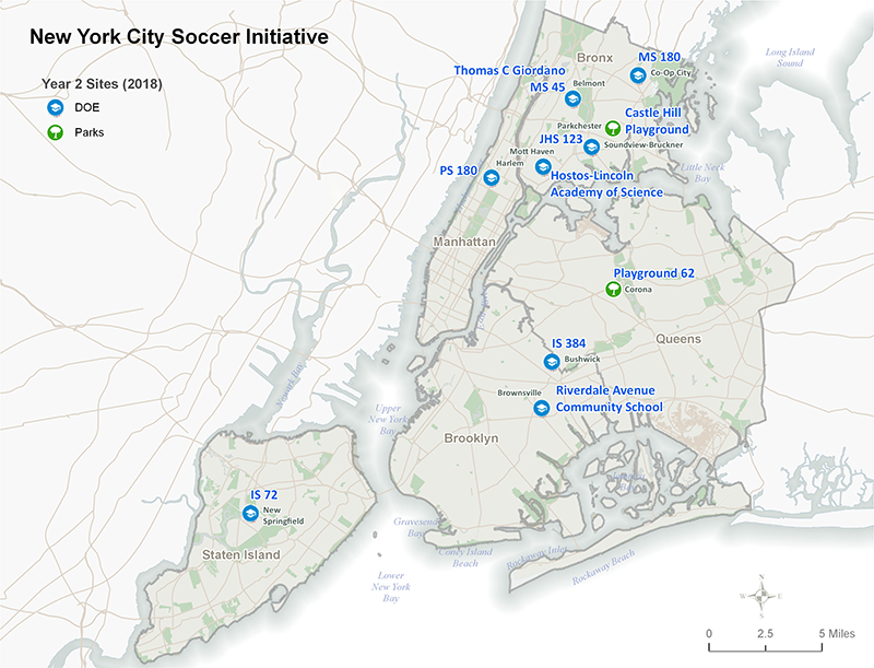 New York City Soccer Initiative 2018 Locations Map