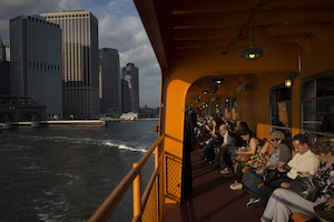Riders on the Staten Island Ferry