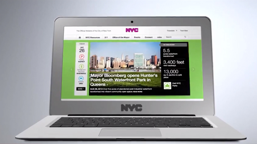 The new NYC.gov as viewed on a laptop.