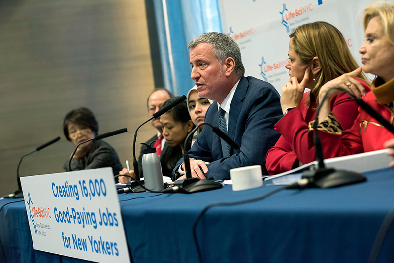 Mayor de Blasio to Secure Thousands of Good Jobs for New Yorkers in the Life Sciences Industry