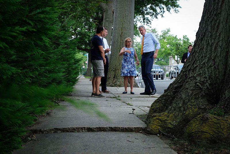 Mayor de Blasio Highlights NYC Parks' Trees and Sidewalks Repair Program