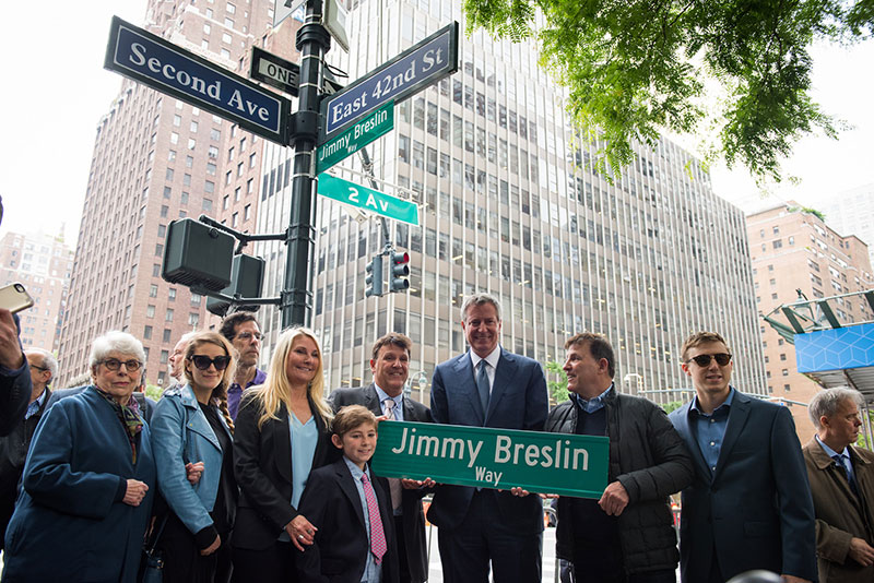 Mayor de Blasio to Name East 42nd Street Between 2nd and 3rd Avenues "Jimmy Breslin Way"
