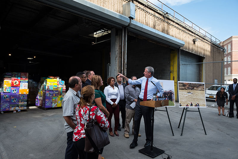 Mayor de Blasio Visits NYC Emergency Management Warehouse