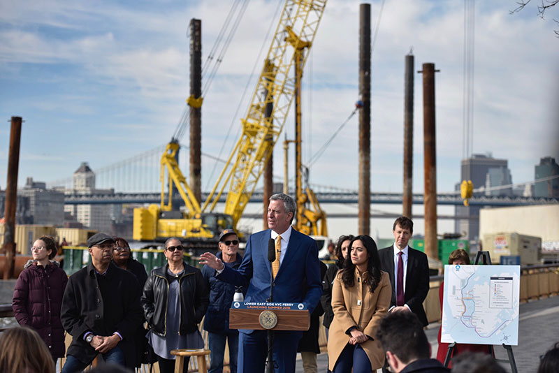 Mayor de Blasio Announces Construction of Lower East Side NYC Ferry Dock, Opening Summer 2018