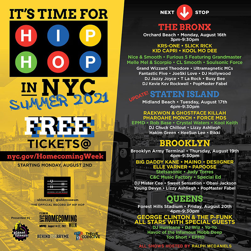 It's Time for Hip Hop in NYC - Summer 2021 - Free Concert Series