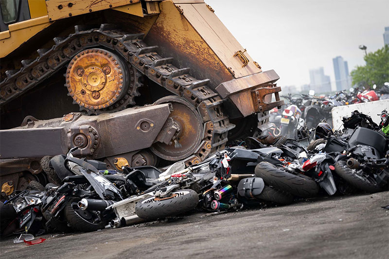 Mayor Adams and Police Commissioner Sewell Crush Illegal Motorbikes and ATVS