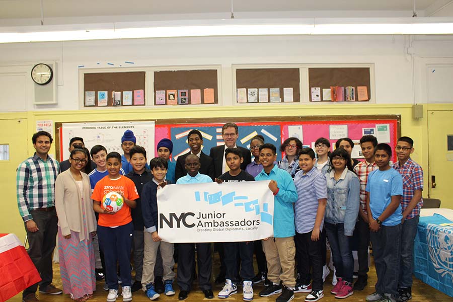 Ambassador visiting an NYC classroom