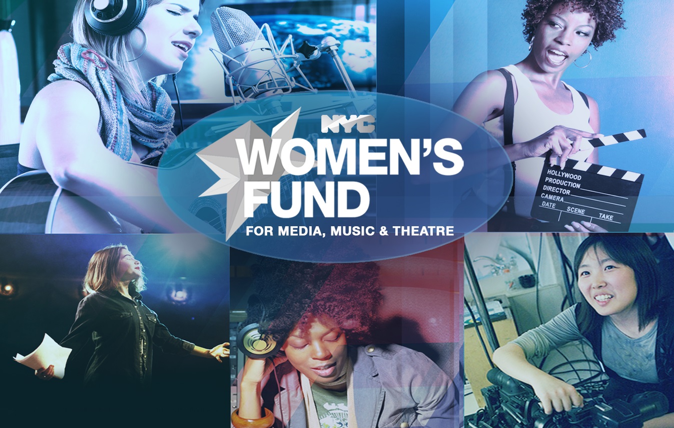 Women's Fund logo featuring women playing music, performing a play