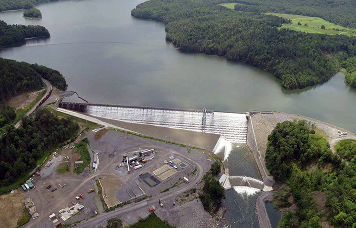 Aerial view of a New York City Reservoir in upstate New York
                                           