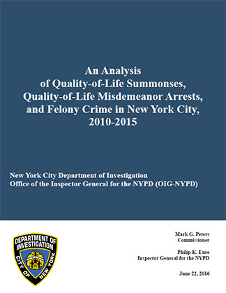 OIG-NYPD Quality of Life Report 2010-2015