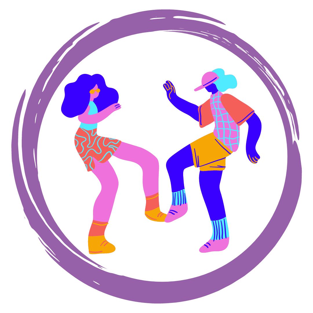 Illustration of two characters dancing