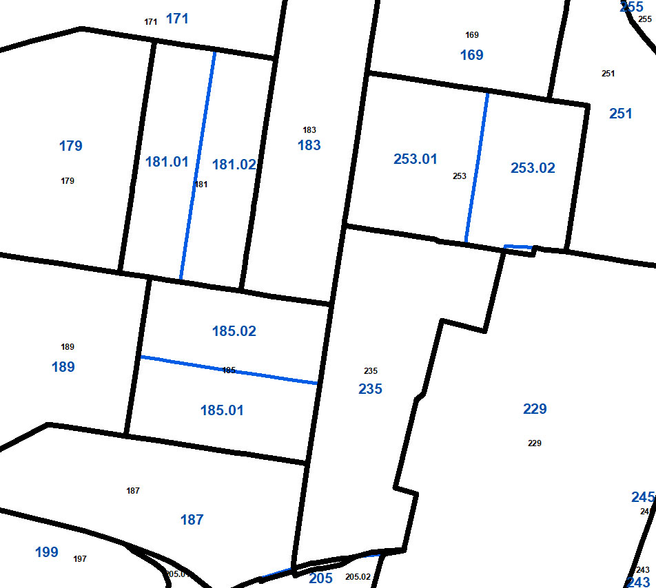 Census Trat: Shapes with numbered labels