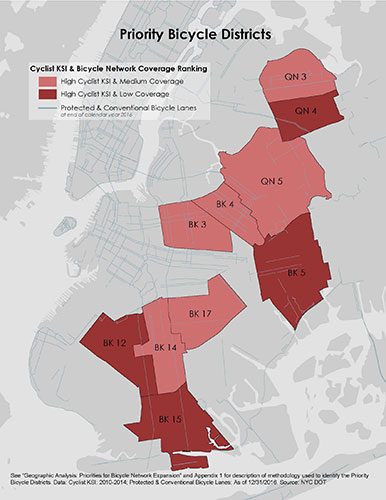 Map of Cyclists Killed and Severely injured by district and Bicycle Network Coverage ranking