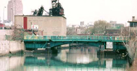 View from afar of the Union Street Bridge