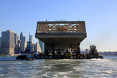 Willis Avenue Bridge being towed up the East River - image 2